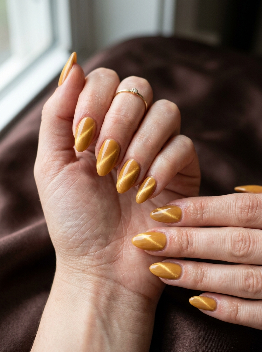 Gelbe Cat Eye Nails